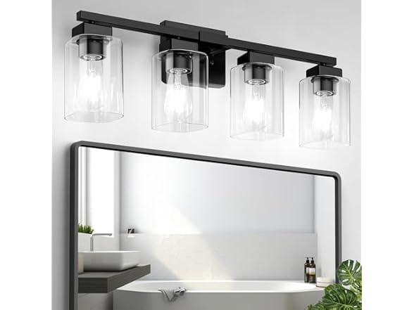 BesLowe 4-Light Bathroom Light Fixture Black