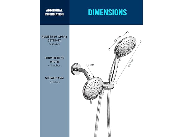 Cobbe 48-Setting High Pressure 3-Way Shower Head Combo