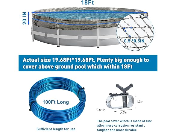 Feoang 18 Feet Round Leaf Net Pool Cover