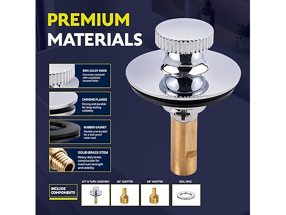 SUPPLYGIANT Lift and Turn Tub Drain Stopper,