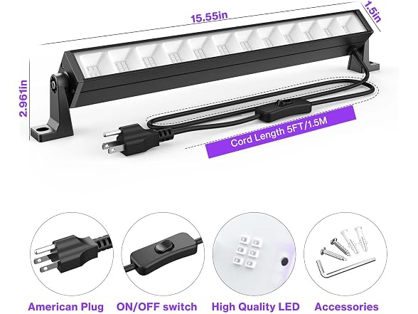 2PCS 40W LED Black Light Bar