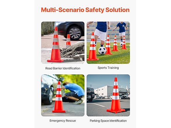 VEVOR Safety Cones, 6 x 36