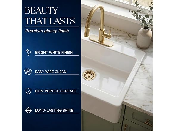 Sinkology Parker 34 in White Fireclay Farmhouse Sink