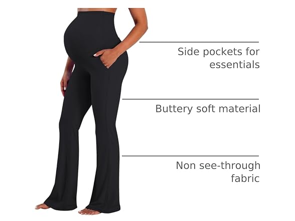 Sunzel Maternity Flare Leggings 32in XXL Black