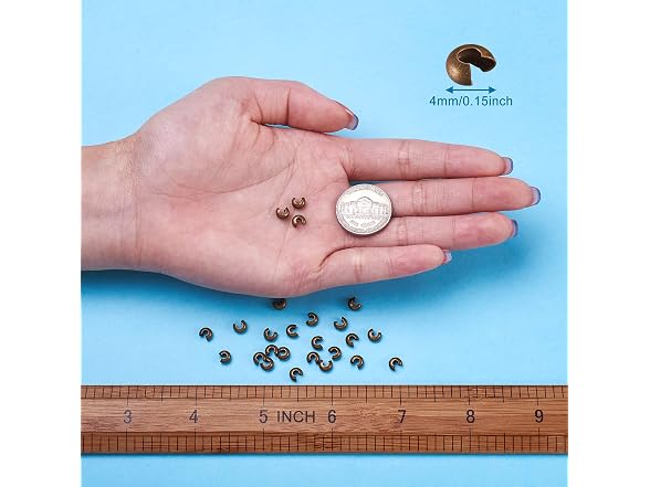Pandahall 200pcs Brass Crimp Beads Covers 4mm