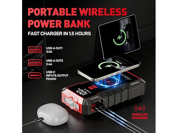 Macson Macson Car Jump Starter, 3000A Jump St