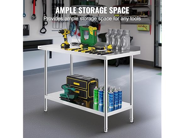 VEVOR 24 x 48 x 36 Inch Stainless Steel Work Table