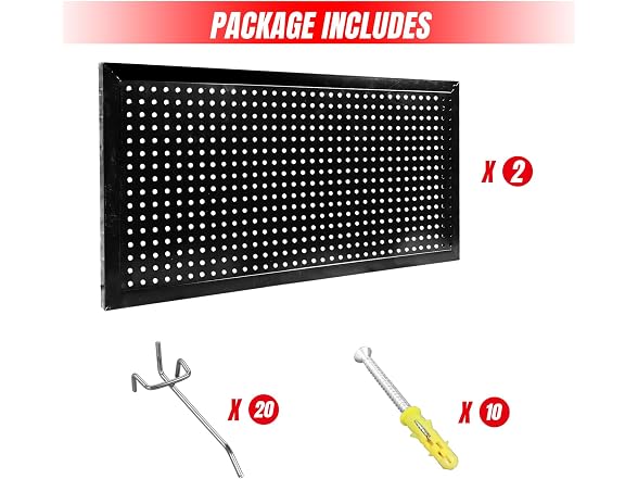 Torin 22 Piece Metal Wall Pegboard Utility Tool Storage System