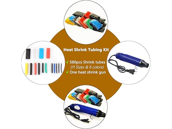 Heat Shrink Kit 580Pcs+300W Gun Blue