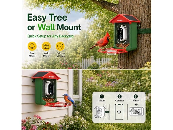 Plastic Smart Bird Feeder W/ Camera