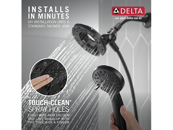 Delta 5-Setting Matte Black Shower Head, 6" Round