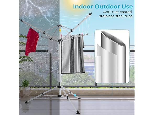 Portable 4-arm Aluminum Drying Rack w/Ground Stake