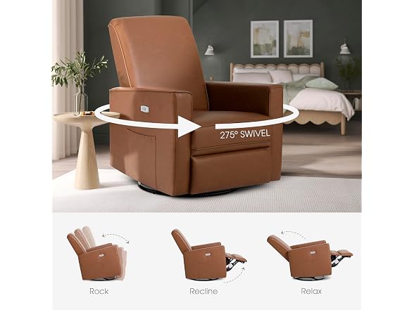 Evolur Evolur Harlow Upholstered Power Glider