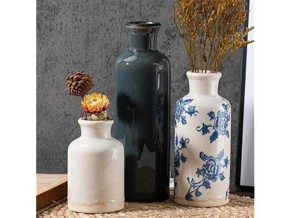 LIFESTYLO Ceramic Vintage Vase Set of 3