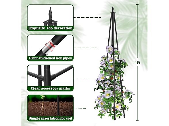 Hsundries 4FT Obelisk Climbing Trellis