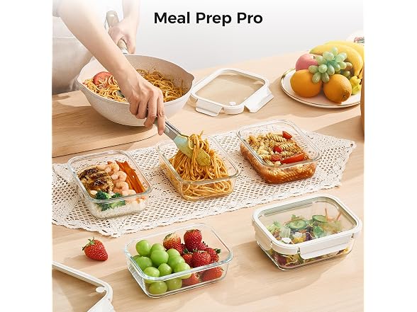 Vtopmart 5 Pack Glass Containers W/ Glass Lids