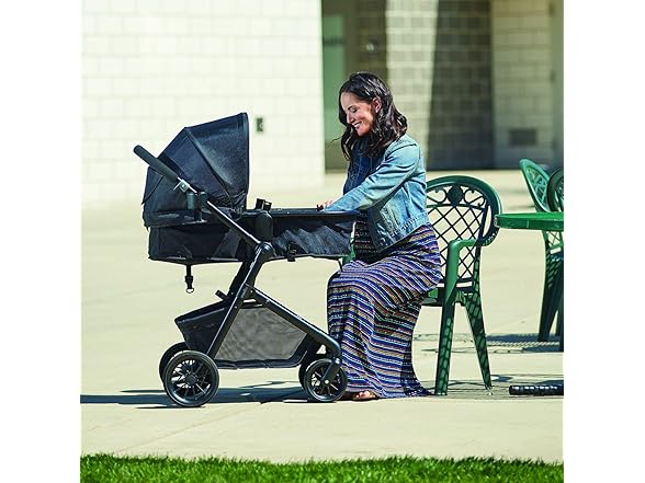 Evenflo Pivot Modular Travel System with LiteMax Infant Car Seat with Anti-Rebound Bar (Desert Tan)