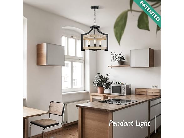 BesLowe 3-Light Rustic Farmhouse Pendant Hanging Light
