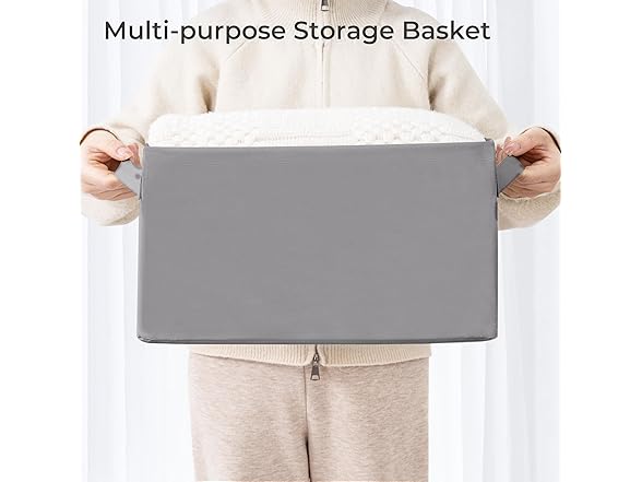 STORAGEIDEAS Storage Basket Bins with Metal Frame Grey