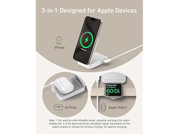 Anker MagSafe 3-in-1 Qi2 15W MagGo Foldable Wireless Charging Station