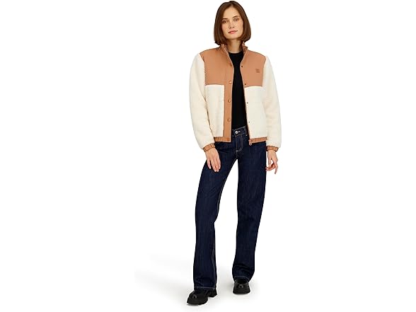 Billabong Womens Full Zip Sherpa Mixed Nylon Jacket