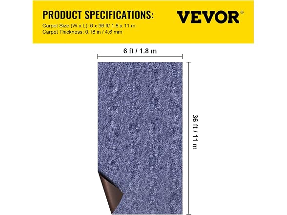 VEVOR Deep Blue Marine Carpet 5.9 ft x