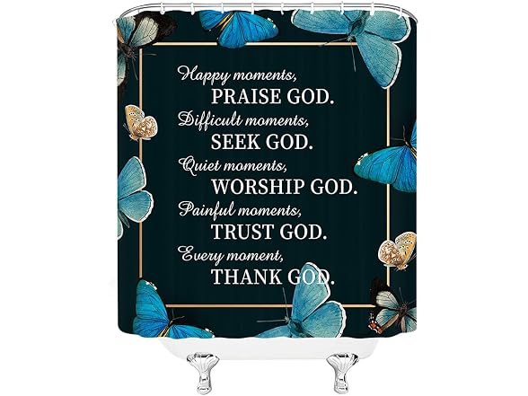 Inspirational Quote Butterfly Shower Curtain 