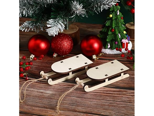 VOSAREA 10PCS Christmas Sled Ornament Miniature