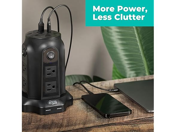KMC 8-Outlet 6ft 1080J Surge Protector Powertower