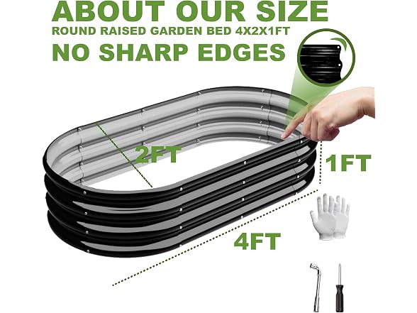 ATRANURE GAR-97 2Pcs Oval Raised Garden Bed 4x2x1ft