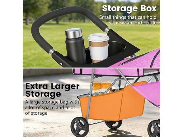 BestPet | 3-Wheel Pet Stroller | Pink | Foldable