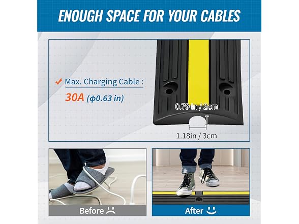 3.28 ft Cable Protector Ramp, 4 Pack of