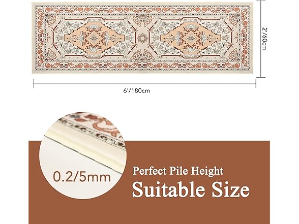 ROTTOGOON Vintage Hallway Runner Rug 2x6