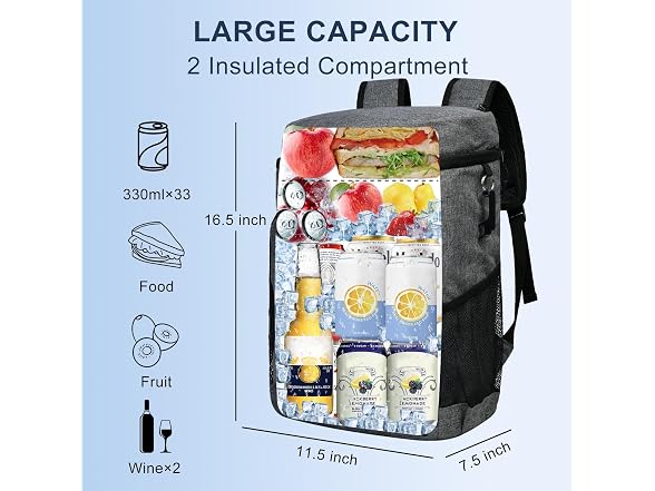 33 Cans Insulated Backpack Cooler