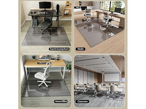 Koonmi Grey Glass Chair Mat 46" x 46"
