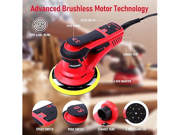 PioneerWorks 6" Orbital Sander, 350W