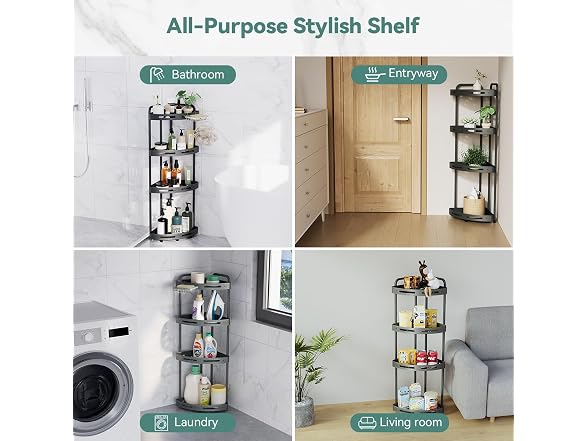 Binecer Corner Shower Caddy Stand, 4 Tier