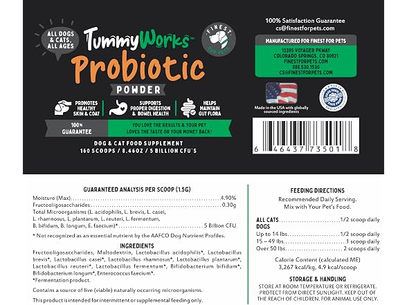 TummyWorks Probiotics for Dogs and Cats.