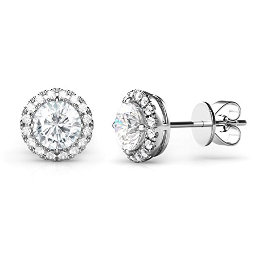 Sterling Silver Halo Stud Earrngs - Gallery 10