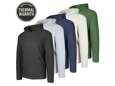$19.99 3Pk Mens Waffle-Knit Thermal Pullover Hoodie dealfomo