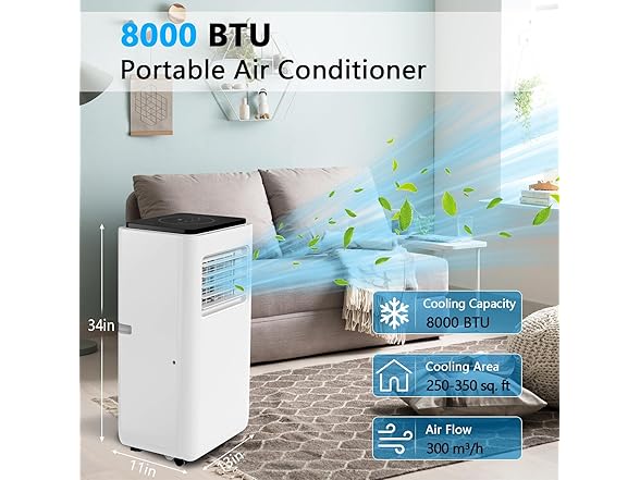 ChicHabitat 8000 BTU Portable 3-In-1 Air Conditioner