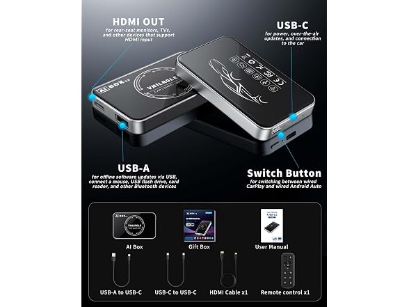 COTOWE Wireless CarPlay Remote Wi-Fi 6