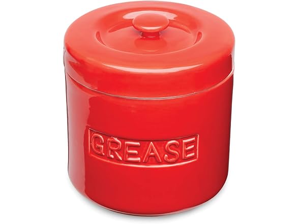 Fox Run Porcelain Bacon Grease Container with Strainer
