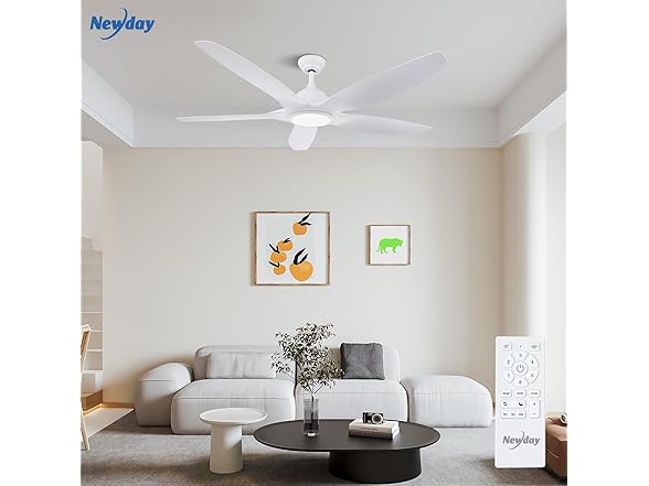 Newday 60" White Ceiling Fan
