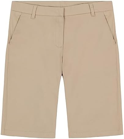 IZOD Girls' School Uniform Skinny Bermuda Twill Short, Khaki, 10