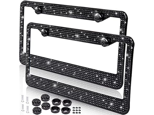 Zone Tech GA0071 Shiny Bling License Plate Frame 2 pk bling