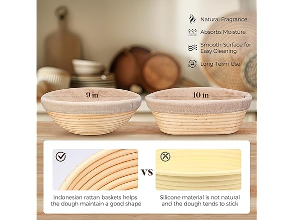 TEZOU Artisan Sourdough Bread Proofing Baskets Set
