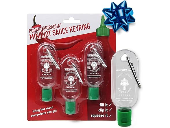 3PK Pocket Sriracha Mini Sriracha Hot Sauce Keyring