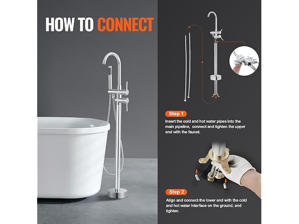 VEVOR Freestanding Bathtub Floor Mount Faucet