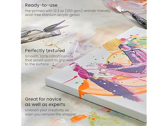 ARTEZA Premium Stretched Canvas, 11 x 14 Inch